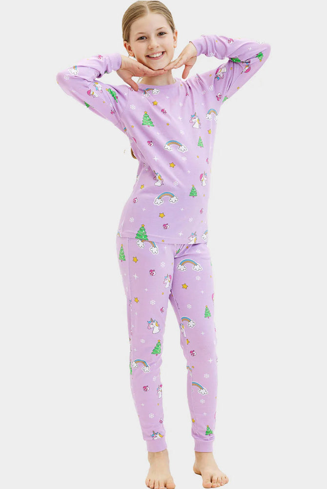 Pijama de Natal Crianças com Unicórnios Algodão Orgânico