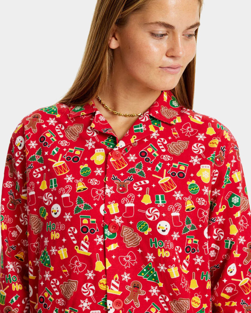 Pijama de Natal Mulher Adultos Unisex Vermelho com Motivos Natalícios