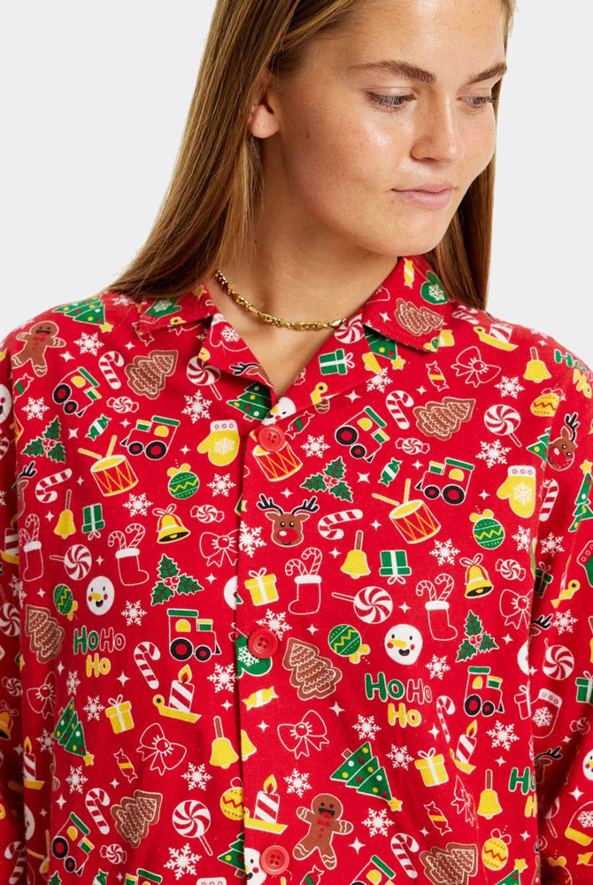 Pijama de Natal Mulher Adultos Unisex Vermelho com Motivos Natalícios