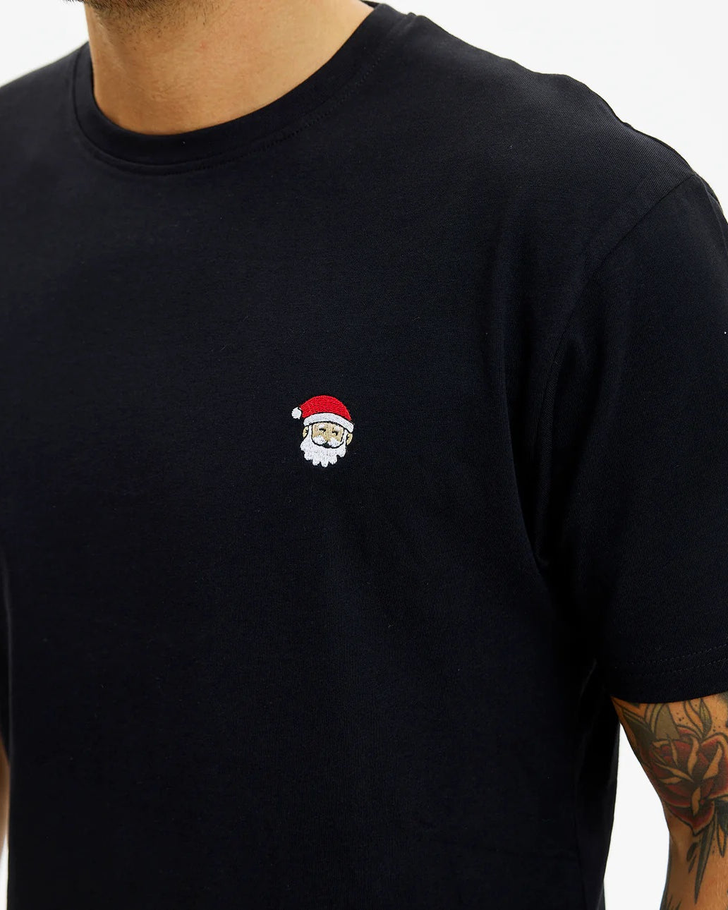 T-shirt de Natal para Hommem Pai Natal Preta