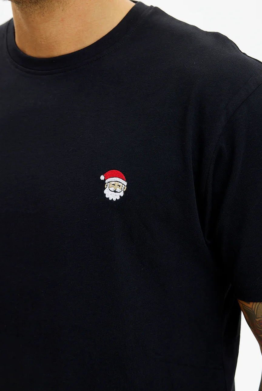 T-shirt de Natal para Hommem Pai Natal Preta