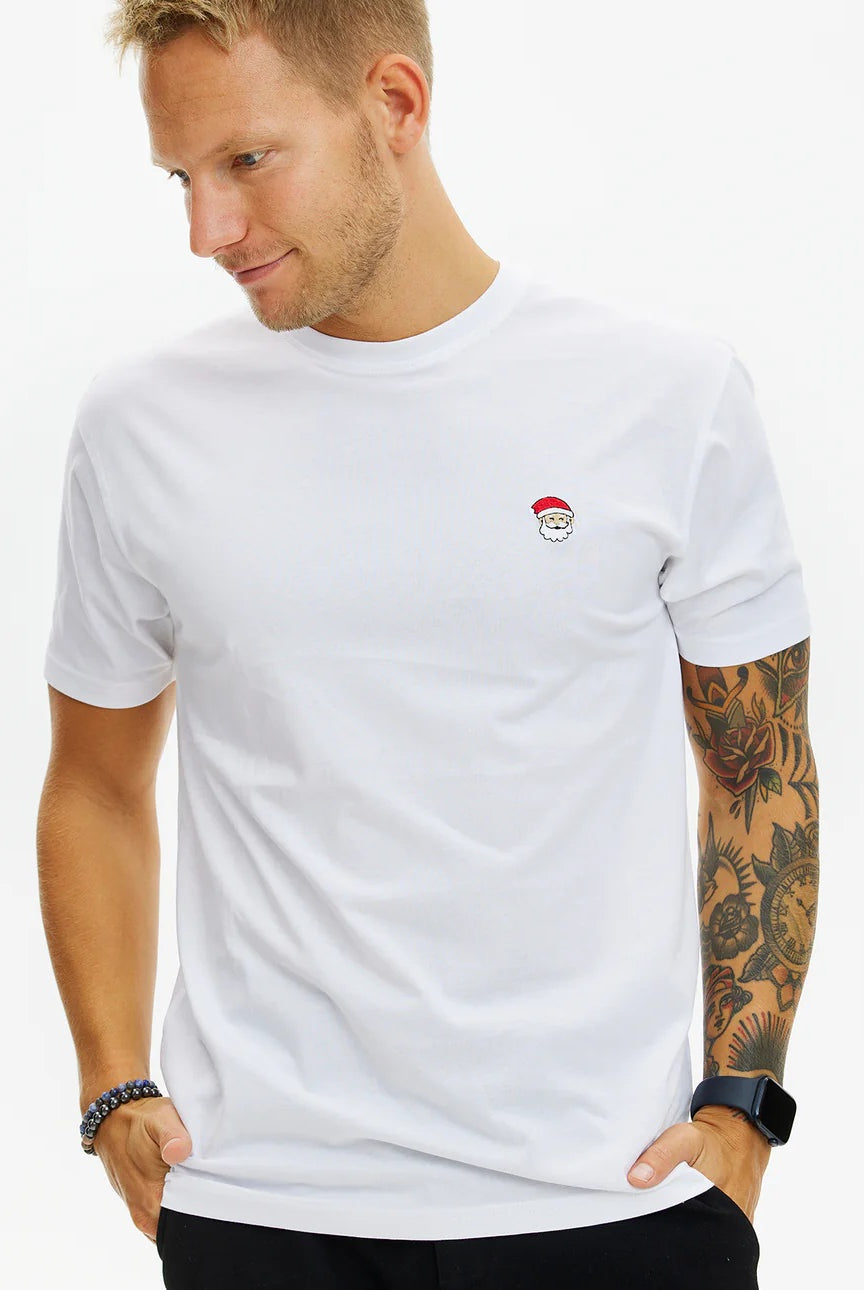 T-shirt de Natal para Hommem Branca Pai Natal