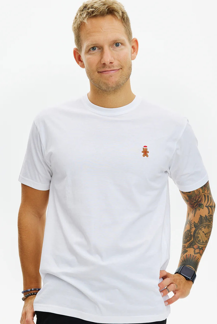 T-shirt de Natal para Hommem Gingercookie Branca