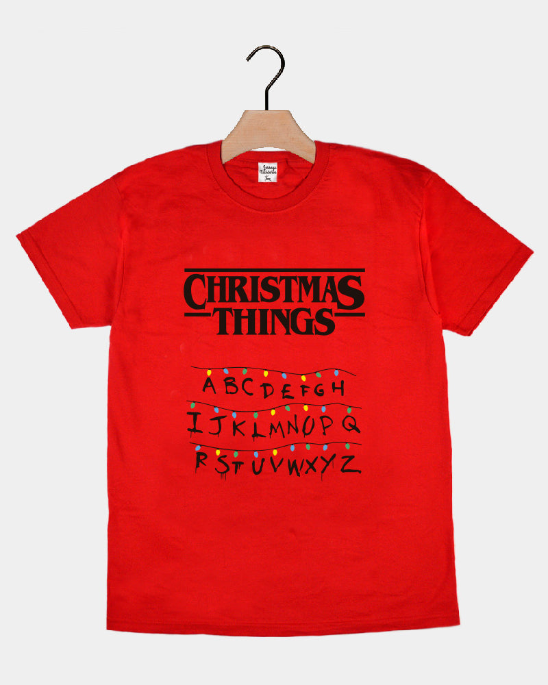 T-shirt de Natal Vermelha para Família Christmas Things