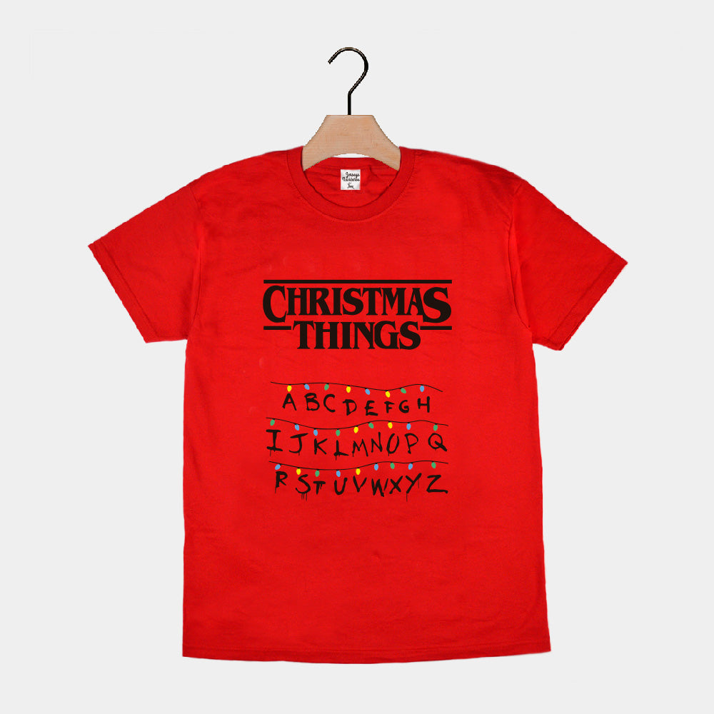 T-shirt de Natal Vermelha para Família Christmas Things