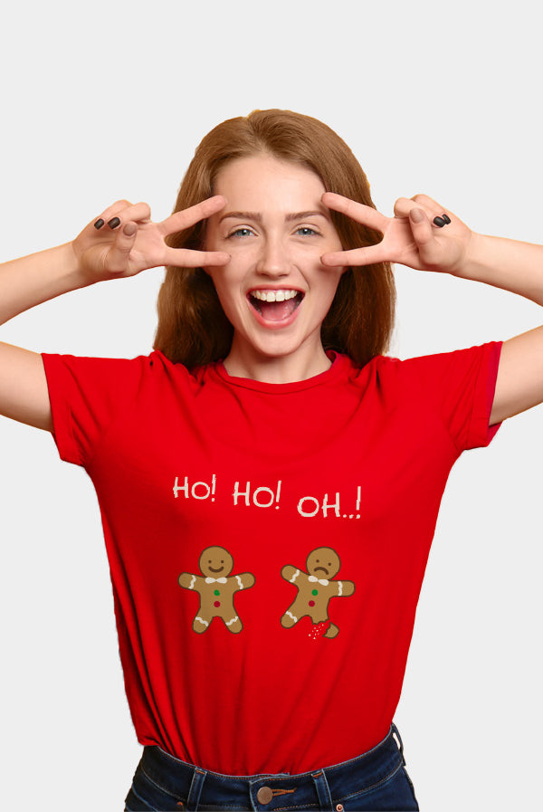 T-shirt de Natal Vermelha para Família Gingerbreads Mulher
