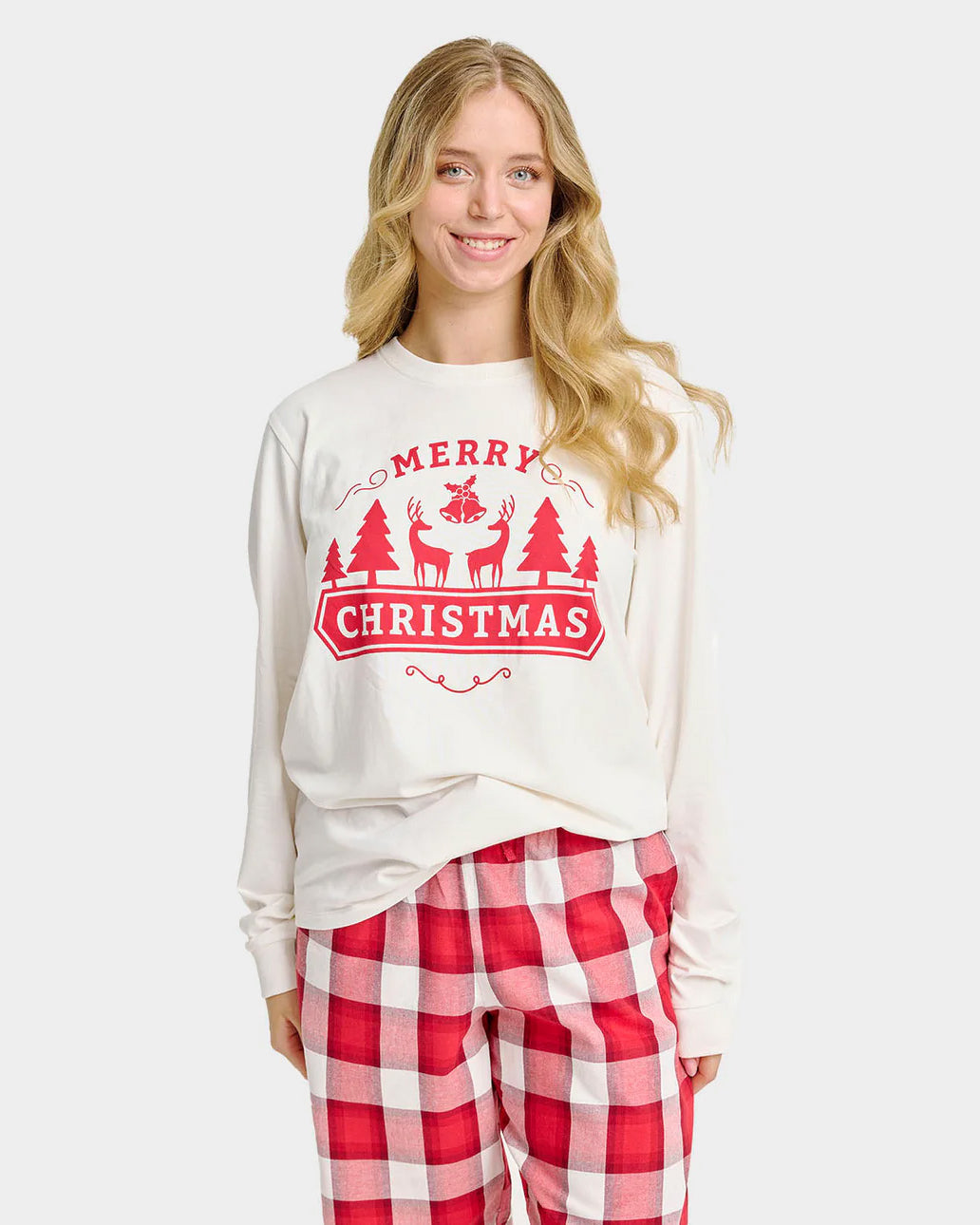 Unisex Pijama de Natal para Adultos Merry Christmas Algodão Orgánico