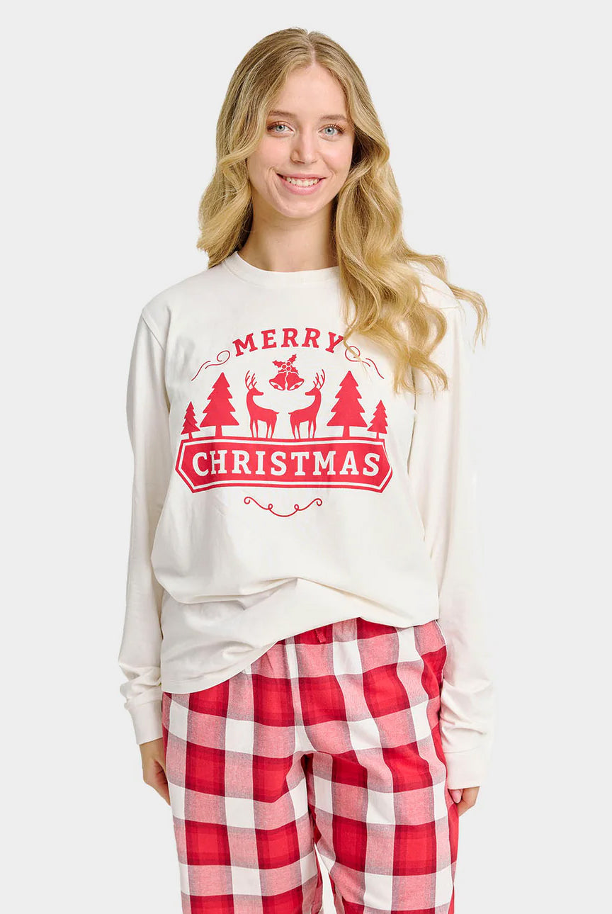Unisex Pijama de Natal para Adultos Merry Christmas Algodão Orgánico