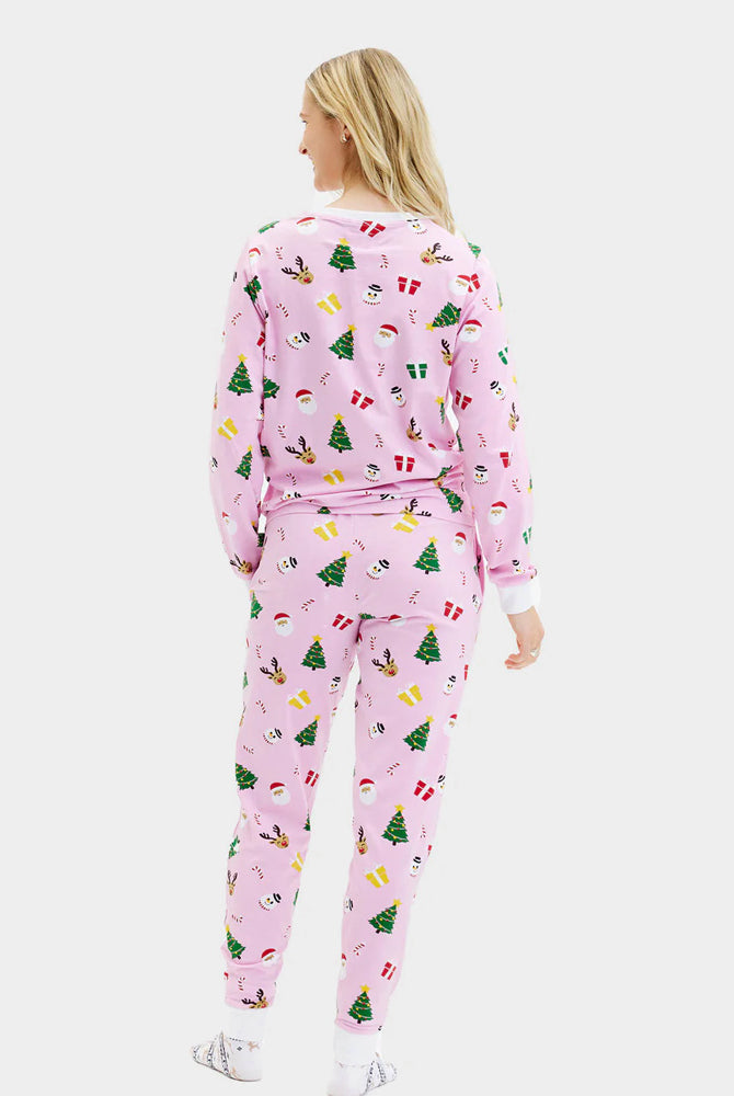 Pijama de Natal Adultos Unisex Rosa Motivos Natalinos Algodão Orgánico