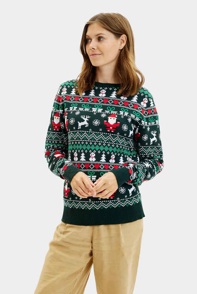 Camisola de Natal Mulher Verde em Algodão Orgânico Jolly Christmas