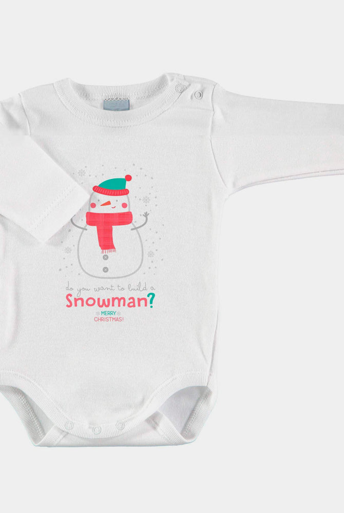 Body de Natal para Bebê com Boneco de Neve