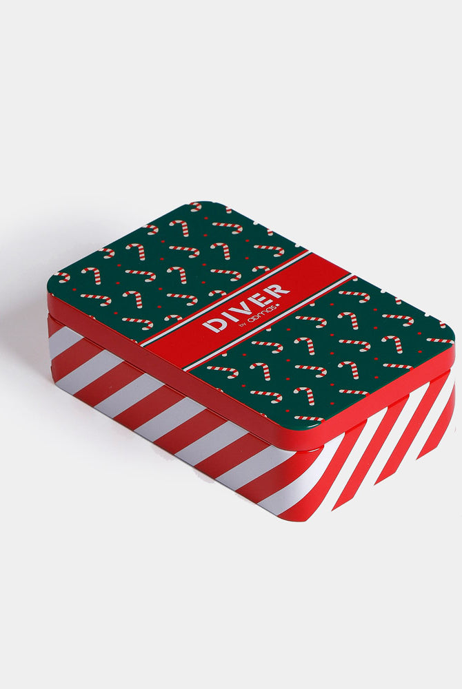 Boxer de Natal Verde para Homem com Bastões de Natal Caixa Presente