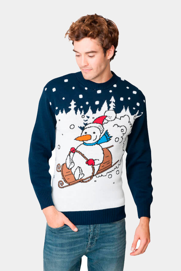 Camisola de Natal Boneco de Neve no Trenó Homem