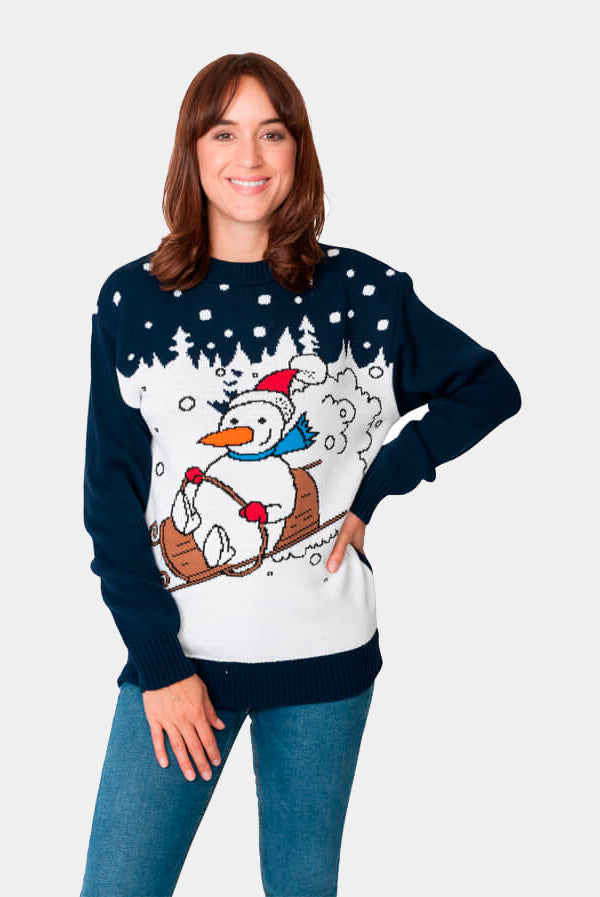 Camisola de Natal Boneco de Neve no Trenó Mulher