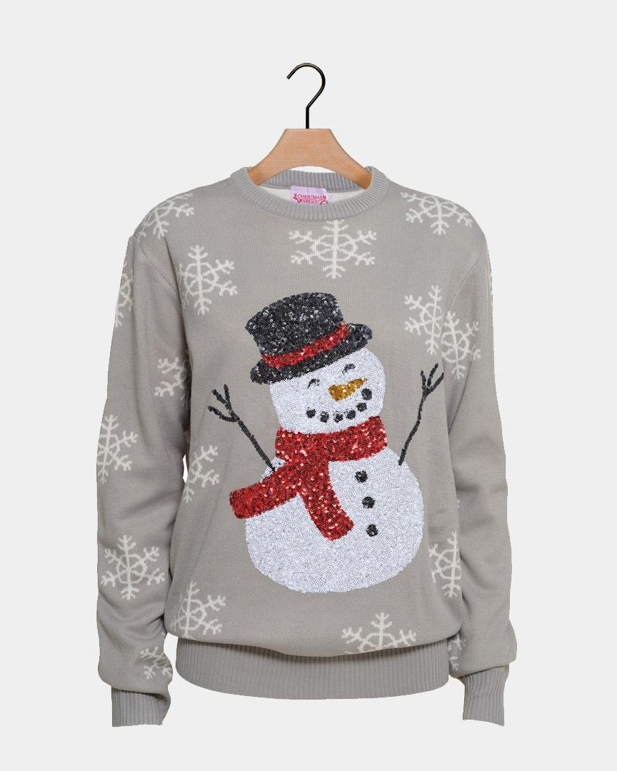 Camisola de Natal Cinza com Boneco de Neve