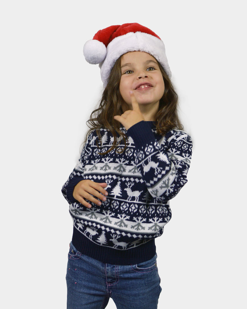 Camisola de Natal para Menina com Pinheiros, Renas e Neve