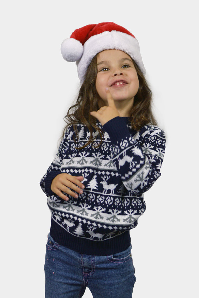 Camisola de Natal para Menina com Pinheiros, Renas e Neve