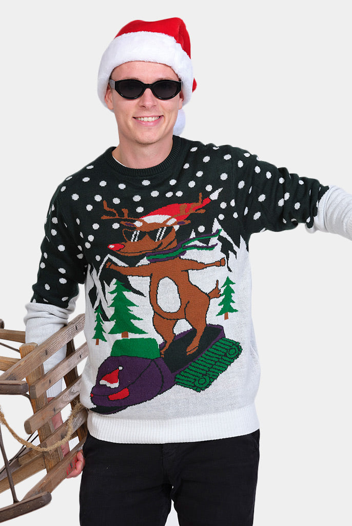 Camisola de Natal para Família Rena com Moto de Neve Homem