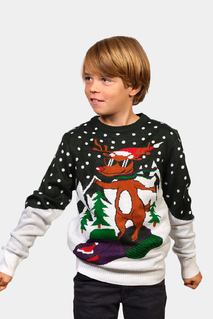 Camisola de Natal para Família Rena com Moto de Neve Menino