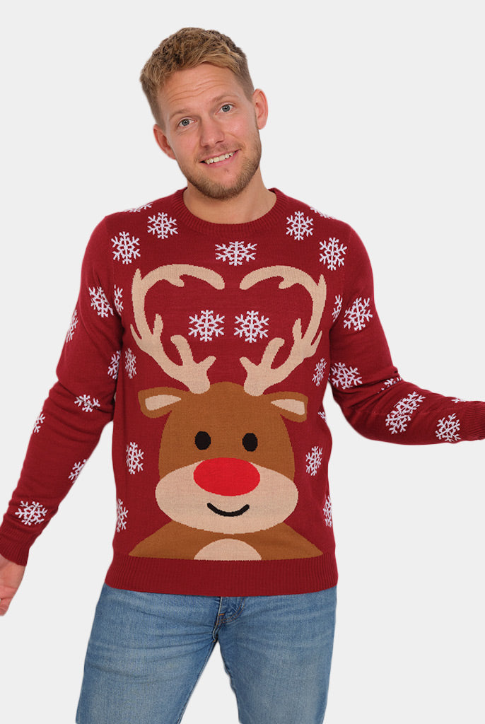 Camisola de Natal para Famíilia Rena Rudolph Vermelha Homem