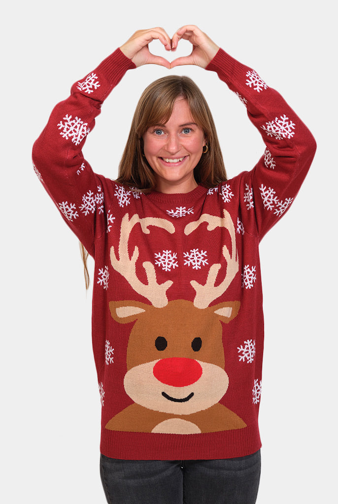 Camisola de Natal para Famíilia Rena Rudolph Vermelha Mulher