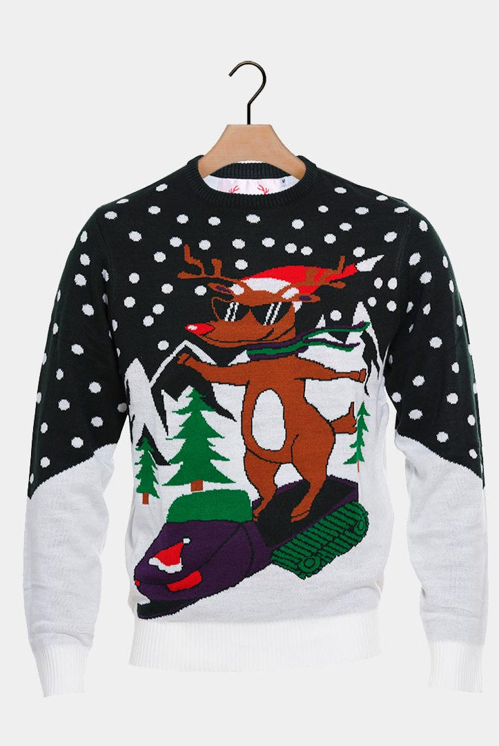 Camisola de Natal Rena com Moto de Neve