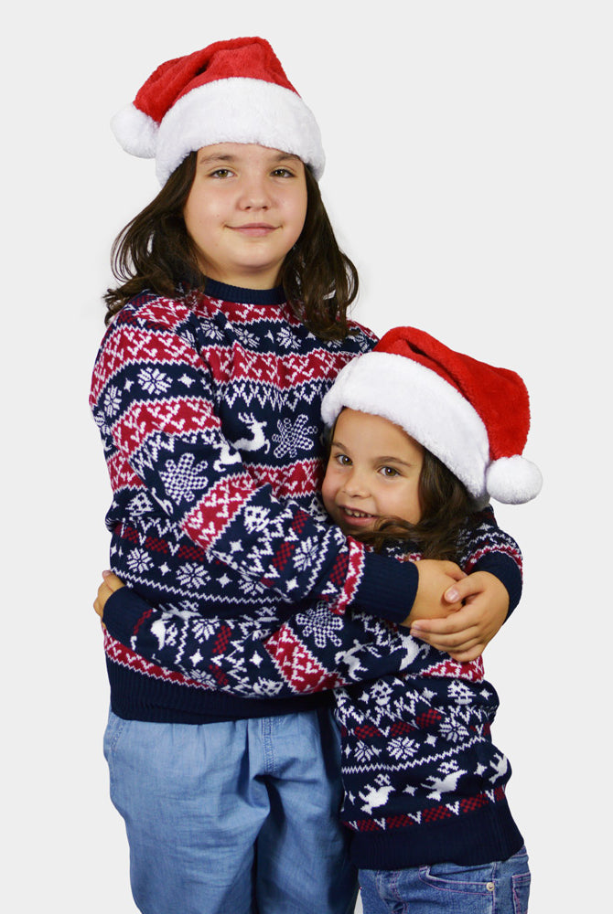 Camisola de Natal para Menina e Menino com Renas e Motivos Natalinos Meninas
