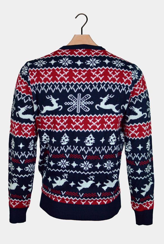 Camisola de Natal para Família com Renas e Motivos Natalinos Costas