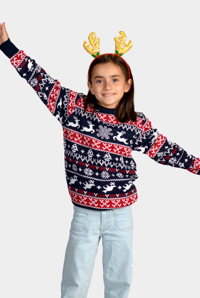Camisola de Natal para Família com Renas e Motivos Natalinos Ciranças