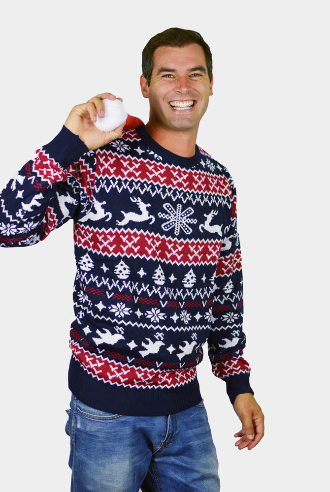 Camisola de Natal para Família com Renas e Motivos Natalinos Homem