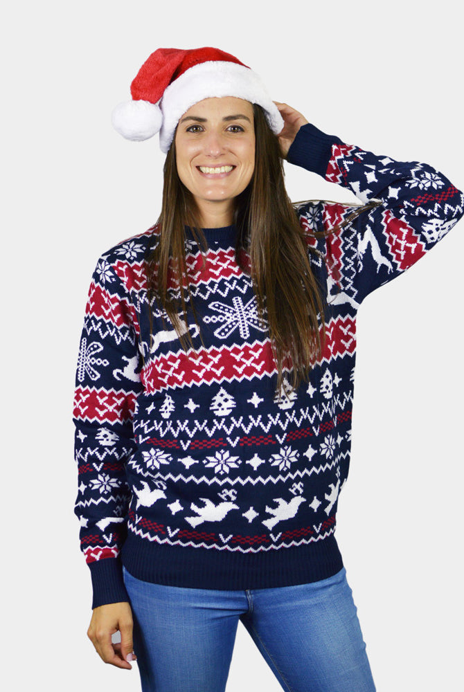 Camisola de Natal para Família com Renas e Motivos Natalinos Mulher