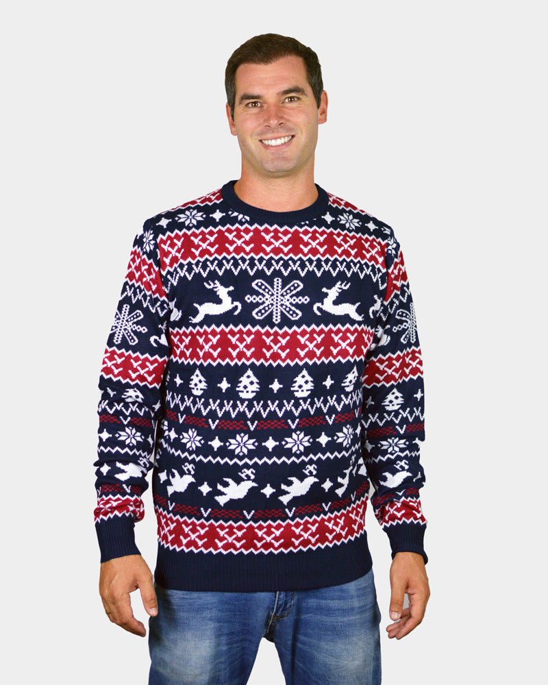 Camisola de Natal Homem com Renas e Motivos Natalinos