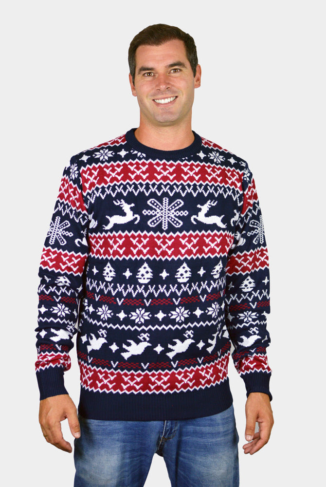 Camisola de Natal Homem com Renas e Motivos Natalinos