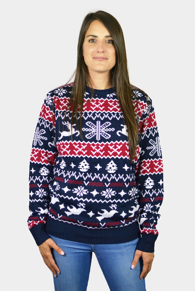 Camisola de Natal Mulher com Renas e Motivos Natalinos