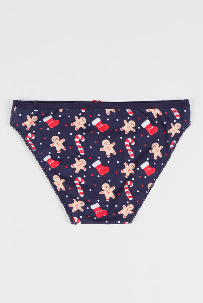Cuecas de Natal para Mulher Mr Wonderful com Biscoitos e Bastões Dorso