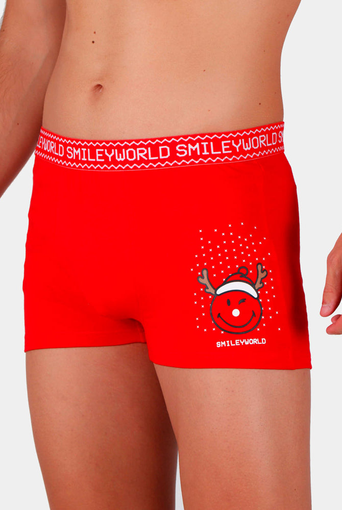 Boxer de Natal Vermelha para Homem Smile
