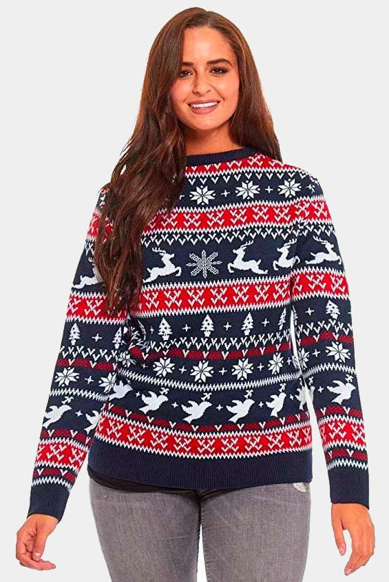 Camisola de Natal com Renas e Motivos Natalinos 2021 Mulher
