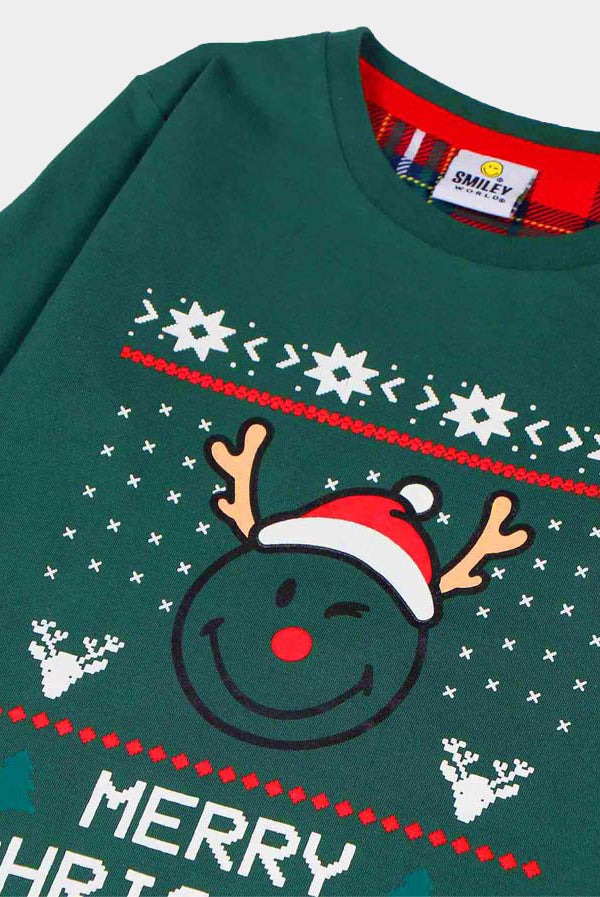 Pijama de Natal para Crianças Verde Smile Menino