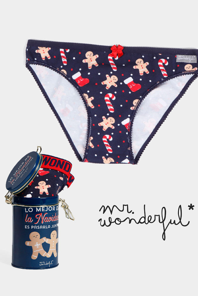 Cuecas de Natal para Menina Mr Wonderful com Biscoitos e Bastões