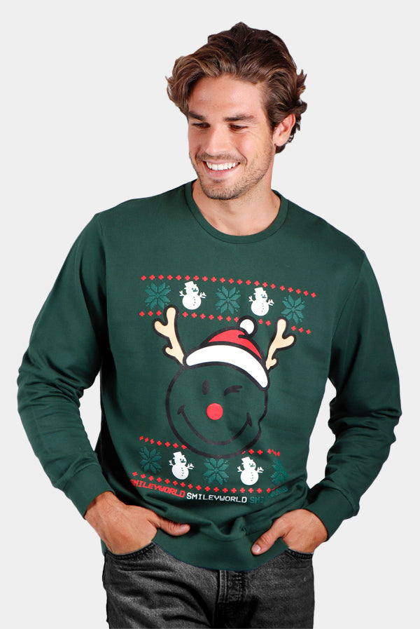 Sweatshirt de Natal para Homem Verde Smile