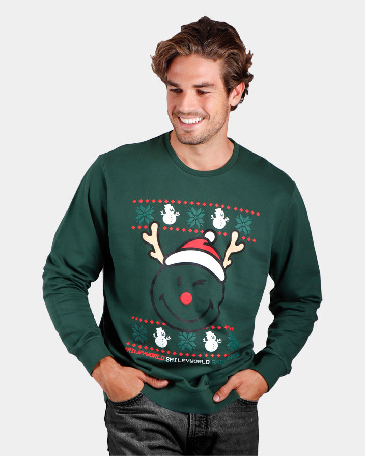 Sweatshirt de Natal para Homem Verde Smile