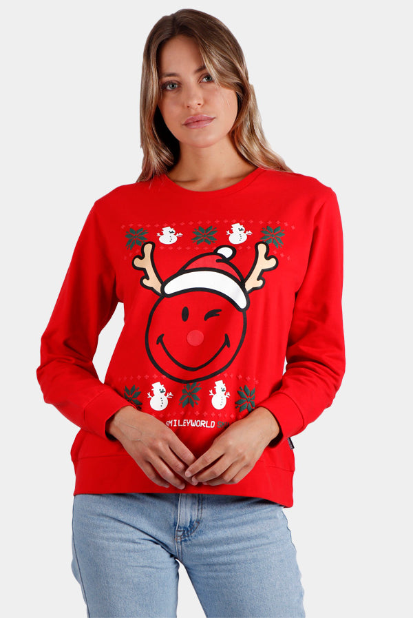 Sweatshirt de Natal para Mulher Vermelha Smile