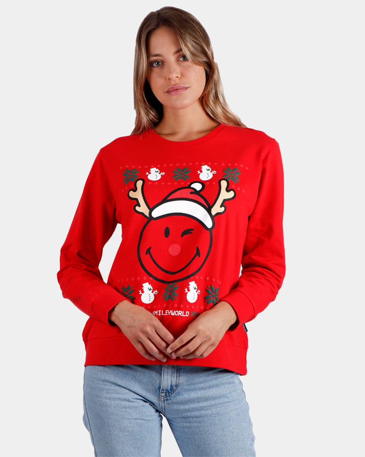 Sweatshirt de Natal para Mulher Vermelha Smile
