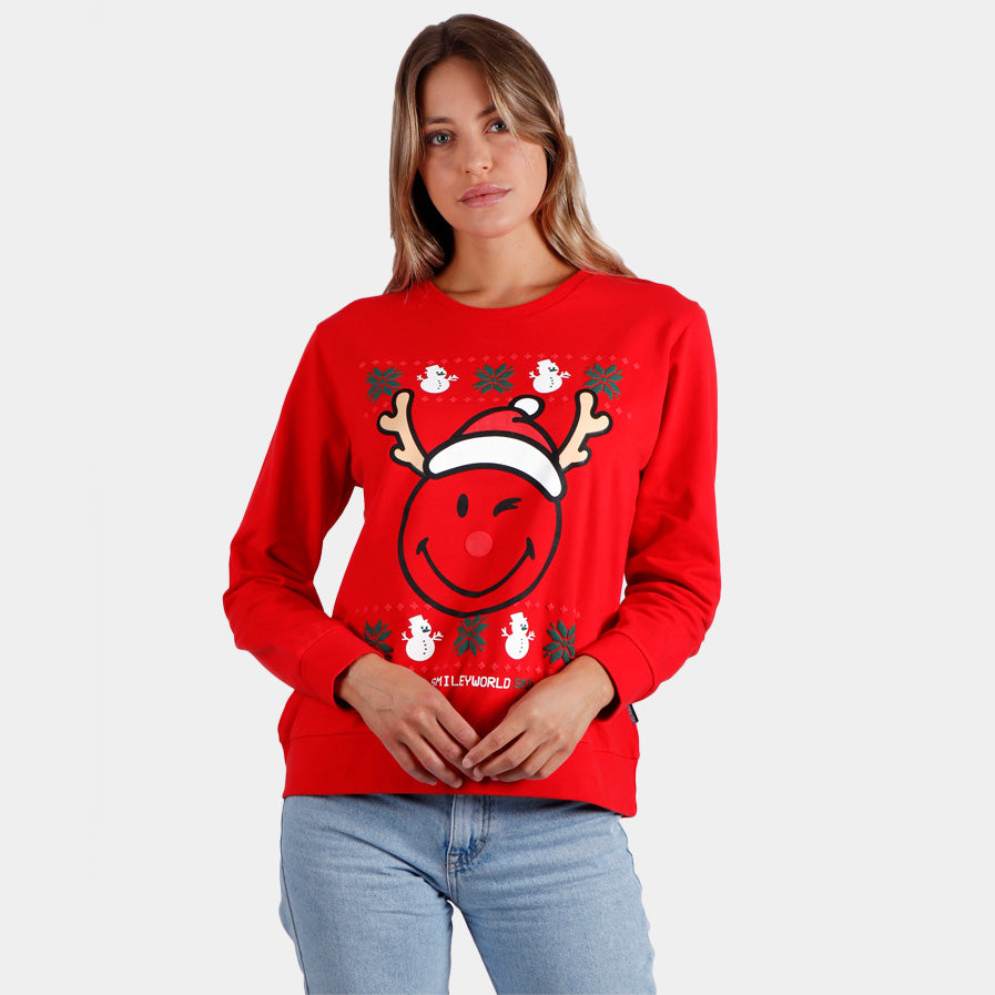 Sweatshirt de Natal para Mulher Vermelha Smile