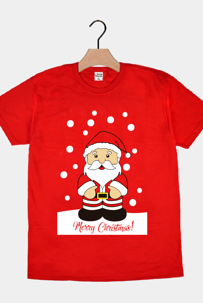 T-shirt de Natal Vermelha com Pai Natal
