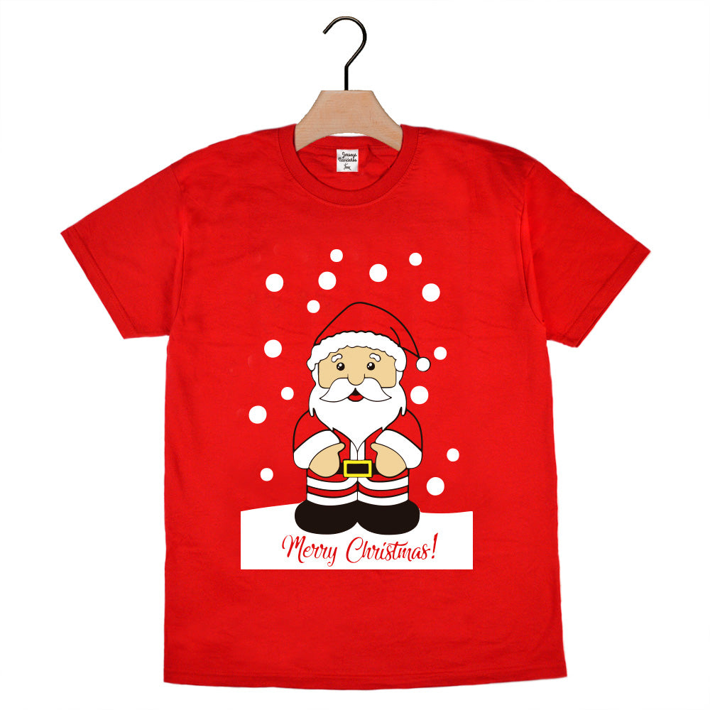T-shirt de Natal Vermelha com Pai Natal