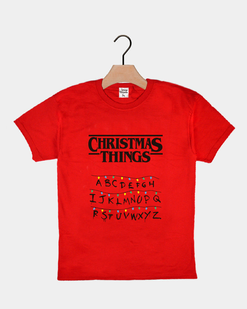 T-shirt de Natal Vermelha para Crianças Christmas Things