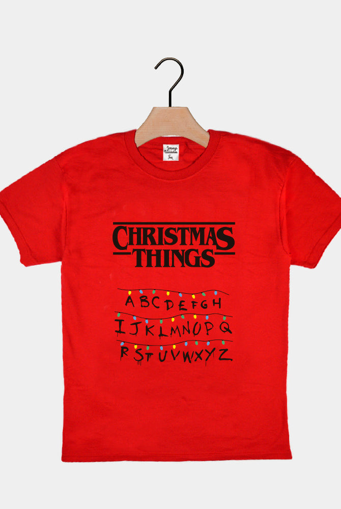T-shirt de Natal Vermelha para Crianças Christmas Things