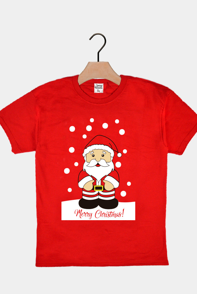 T-shirt de Natal Vermelha para Crianças Pai Natal