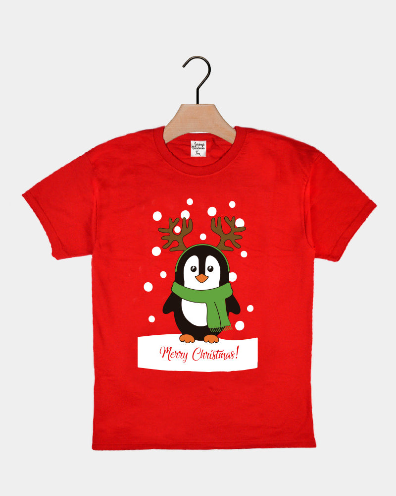 T-shirt de Natal Vermelha para Crianças Pingum